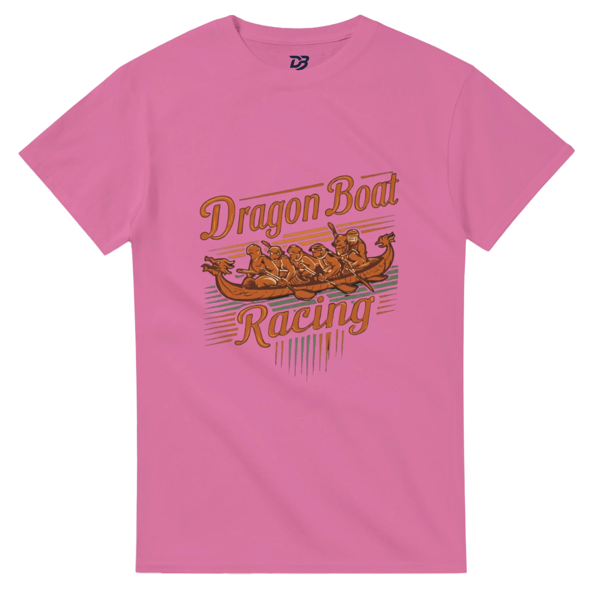 Pink unisex t-shirt with Dragon Boat Racing logo graphic on front
