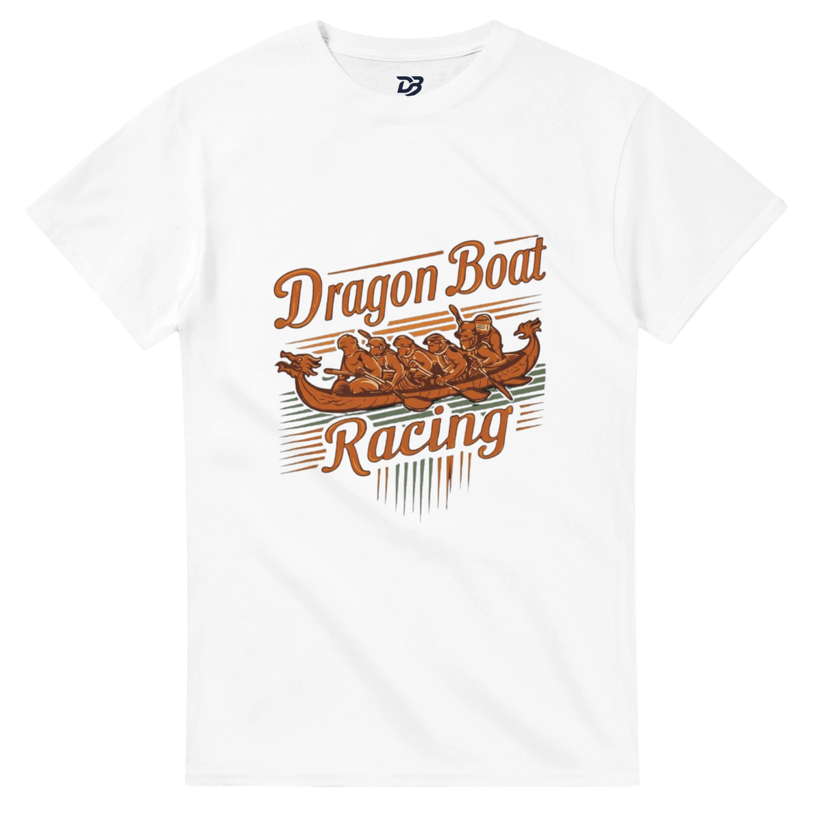 White unisex t-shirt with Dragon Boat Racing logo graphic on front