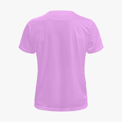 Pink performance jersey T-shirt, plain back view with no visible graphic
