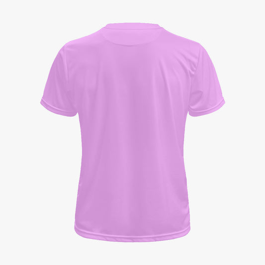 Pink performance jersey T-shirt, plain back view with no visible graphic