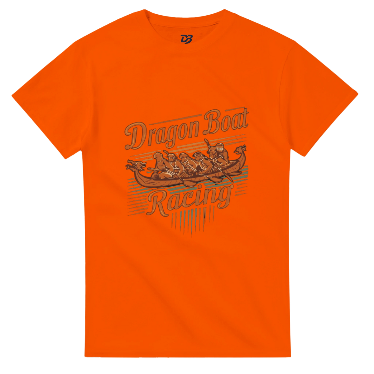 Orange unisex t-shirt with Dragon Boat Racing logo graphic on front