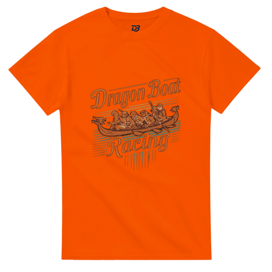 Orange unisex t-shirt with Dragon Boat Racing logo graphic on front