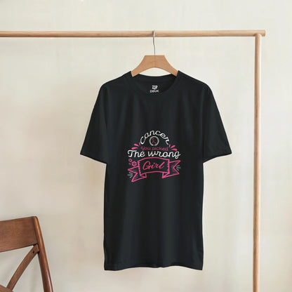 Black unisex T-shirt with pink awareness graphic front