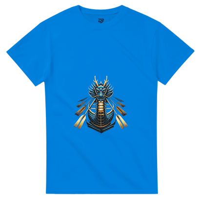 Royal blue unisex T-shirt with dragon boat themed graphic on the chest