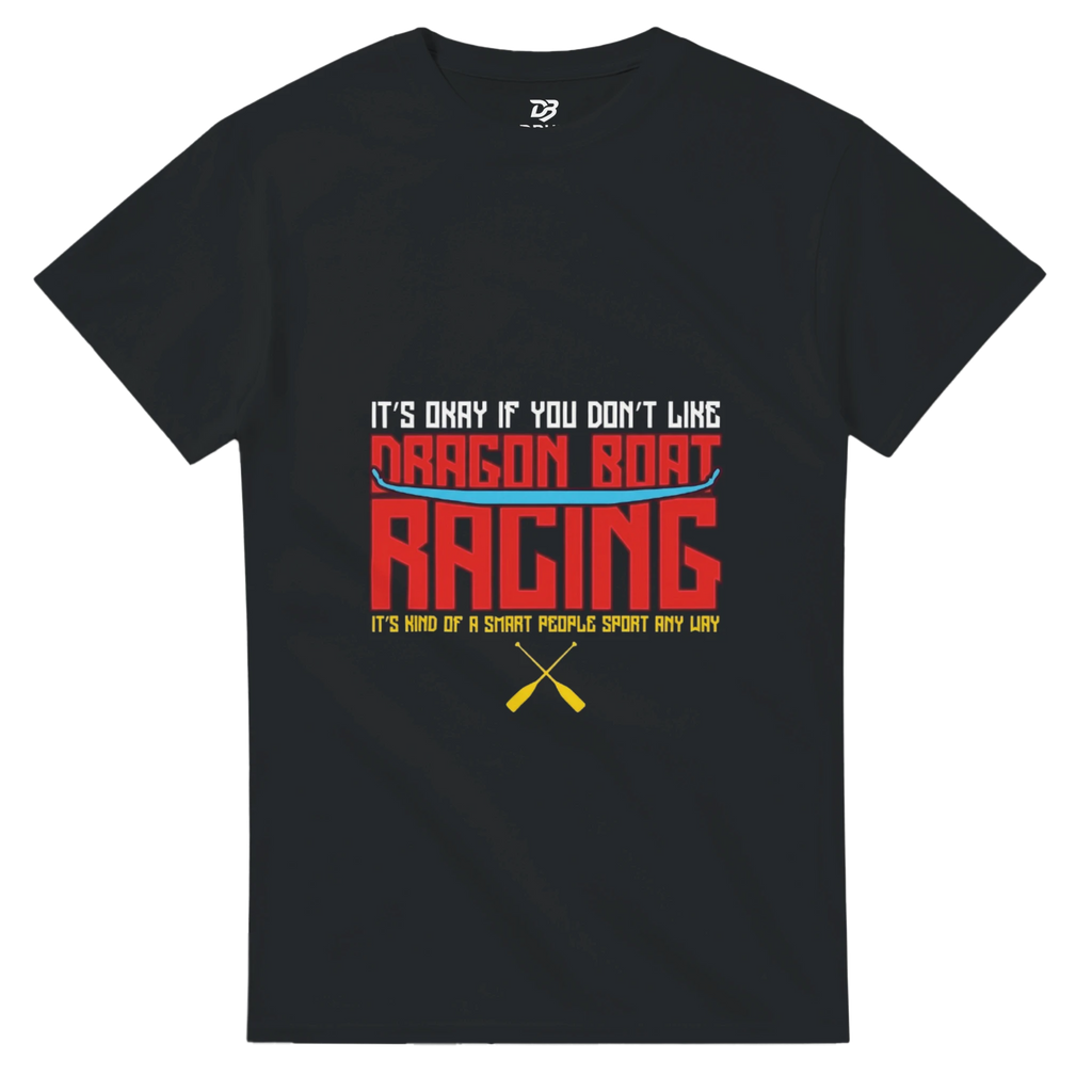 Unisex dragon boat racing team t-shirt in dark color with front graphic print