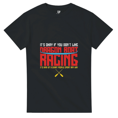 Unisex dragon boat racing team t-shirt in dark color with front graphic print