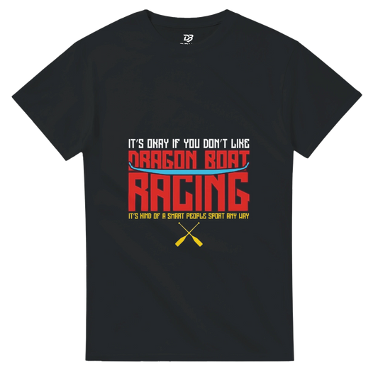 Unisex dragon boat racing team t-shirt in dark color with front graphic print