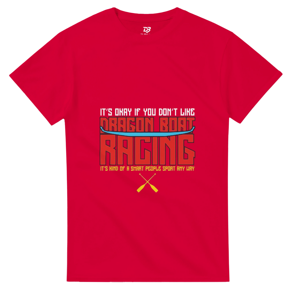 Unisex dragon boat racing team t-shirt in red with front graphic print