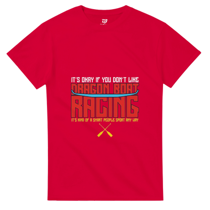 Unisex dragon boat racing team t-shirt in red with front graphic print