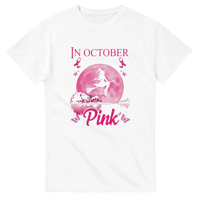 Unisex white T-shirt with pink dragon boat graphic and 'Pink' lettering
