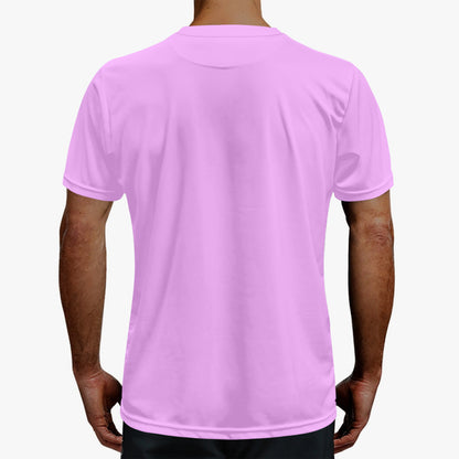 Pink performance jersey T-shirt, plain back with short sleeves and crew neck