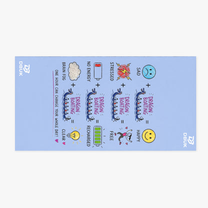 Light blue beach towel with multicolor dragon boat cartoon print and DBUKStore logo