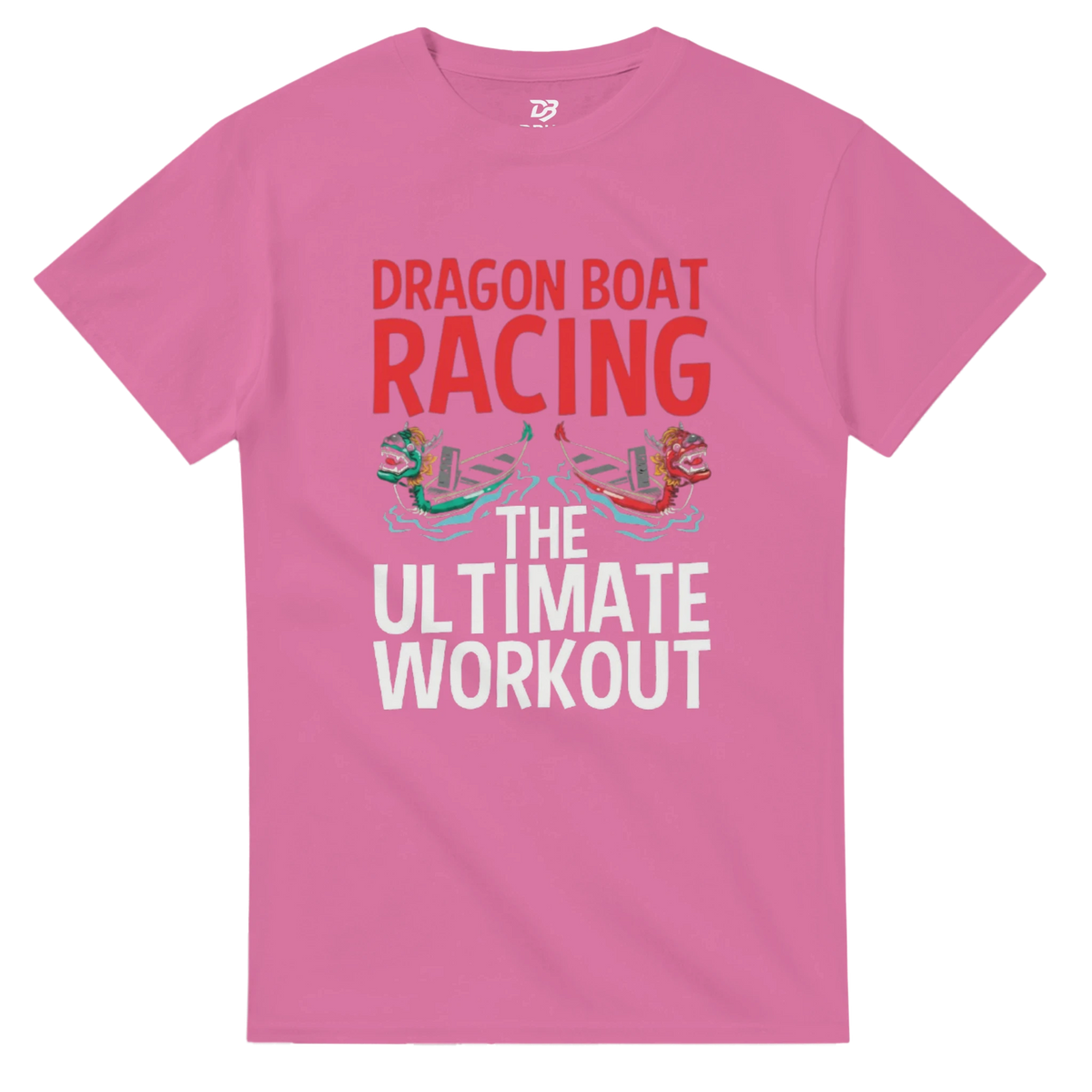 Unisex azalea pink workout T-shirt with dragon boat racing graphic print