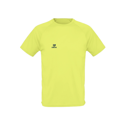 Unisex dragon boat sports jersey, neon yellow with DBUK logo on chest