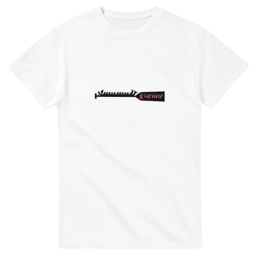 White unisex t-shirt with small chest graphic