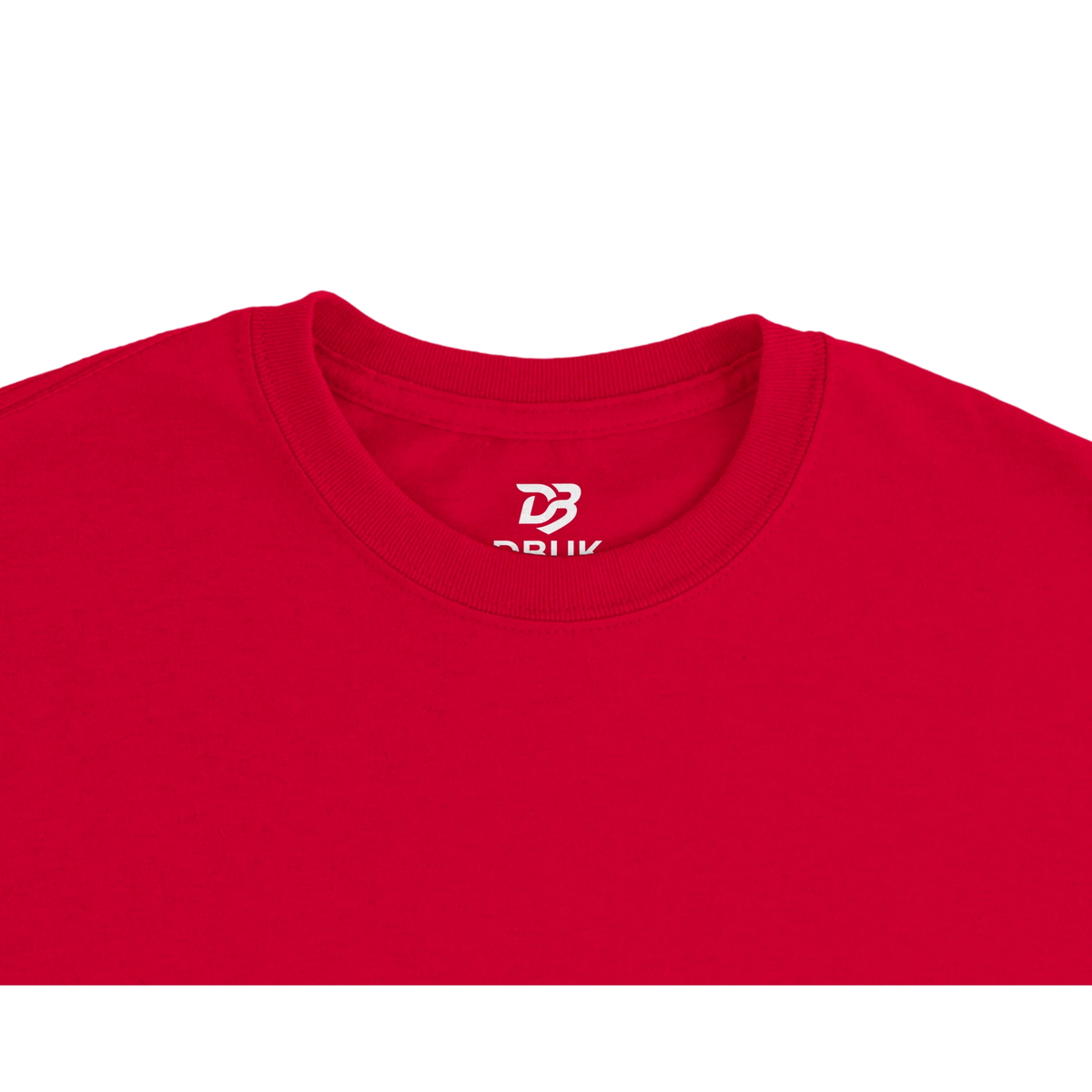 Red unisex crewneck t-shirt with small chest logo