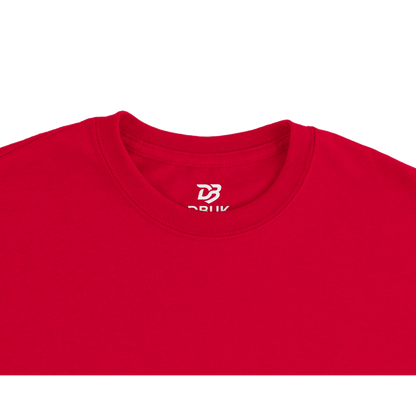Red unisex crewneck t-shirt with small chest logo