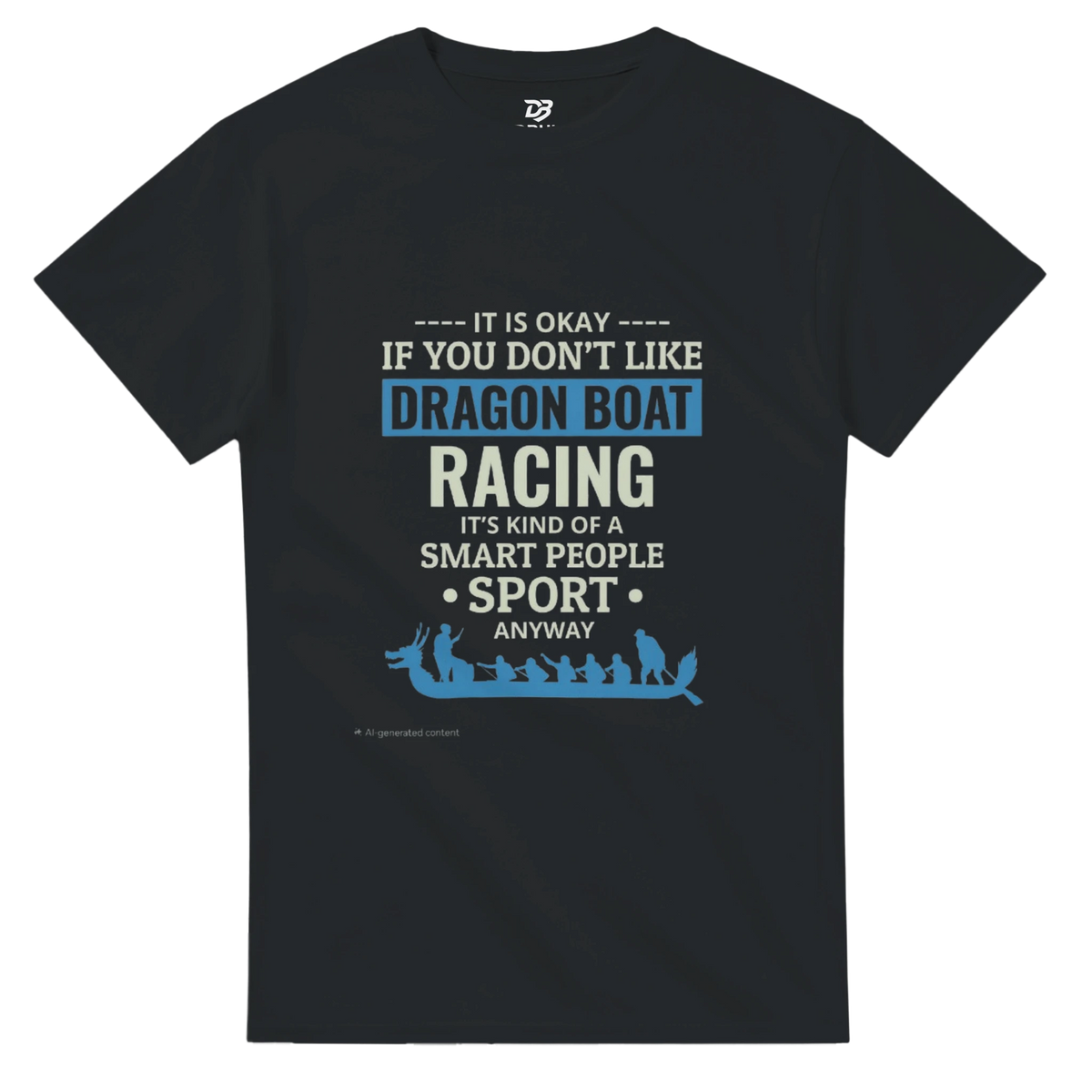 Black unisex tee with Dragon Boat Racing graphic and dragon boat crew