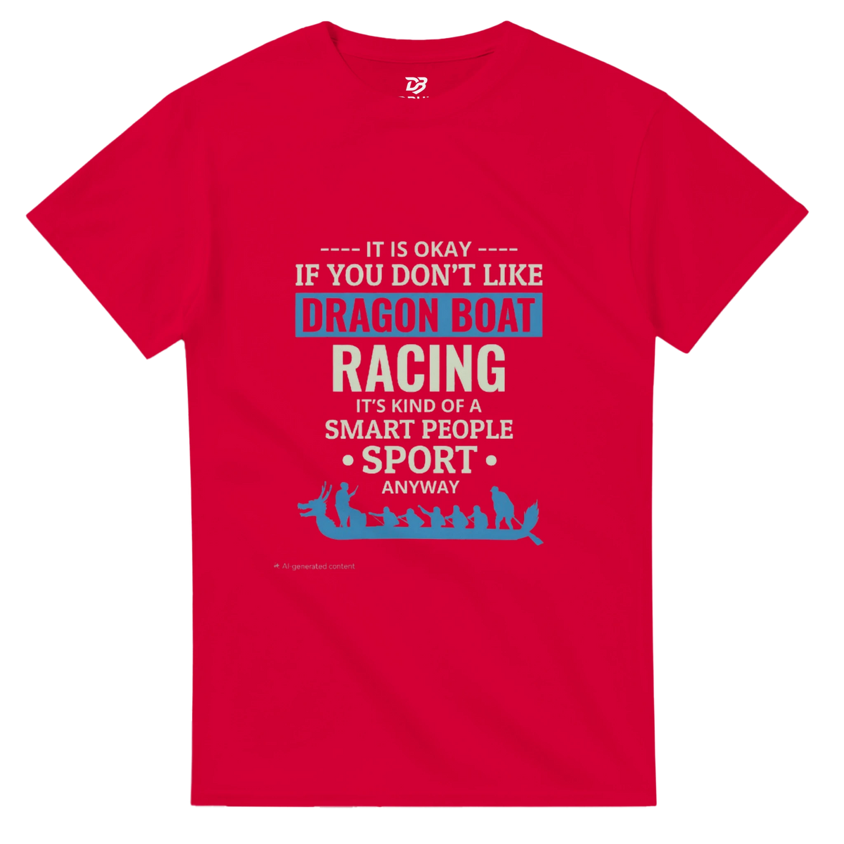 Red unisex tee with Dragon Boat Racing graphic and dragon boat crew