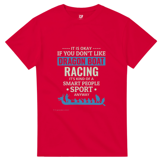 Red unisex tee with Dragon Boat Racing graphic and dragon boat crew