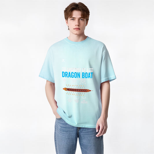 Cotton graphic tee in light blue with “Anatomy of a Dragon Boat” front print