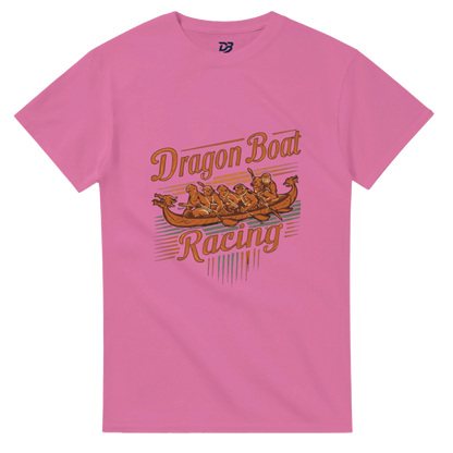Pink unisex t-shirt with Dragon Boat Racing logo graphic on front