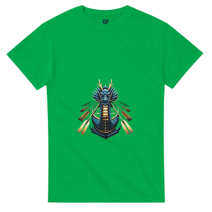 Irish green unisex T-shirt with dragon boat themed graphic on the chest