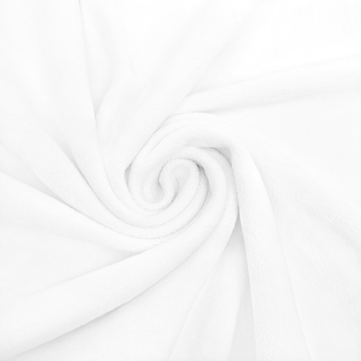 White quick-dry towel fabric close-up with soft twist texture