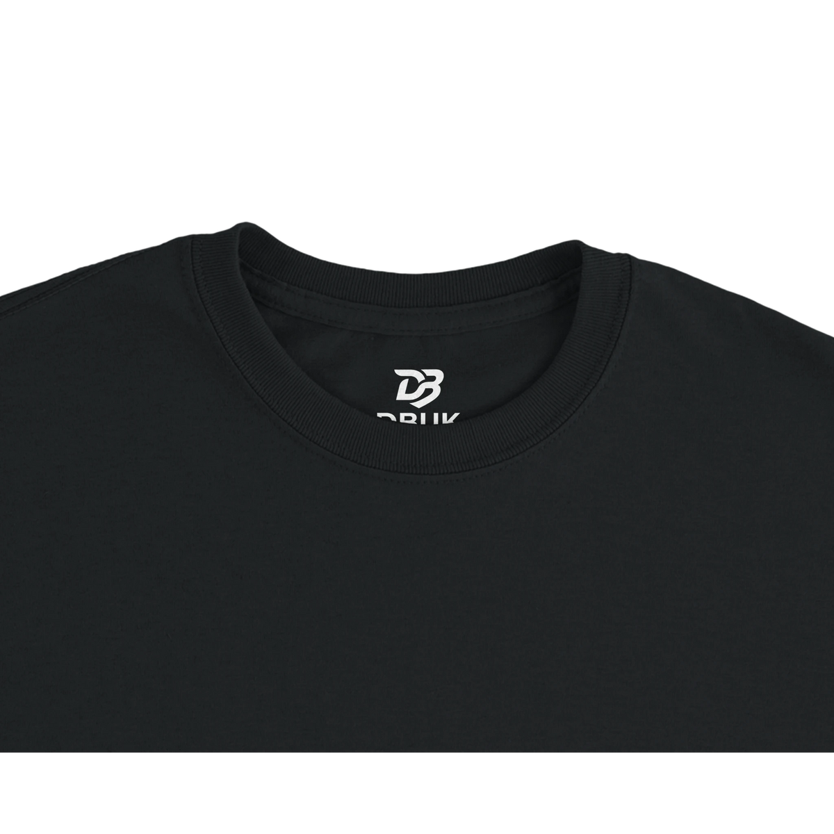 Black crewneck tee shirt with DB logo on the chest