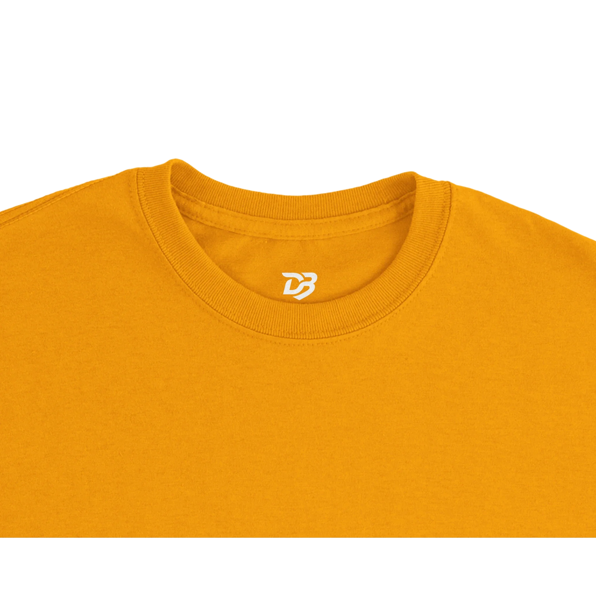 Gold unisex crewneck T-shirt with small chest logo