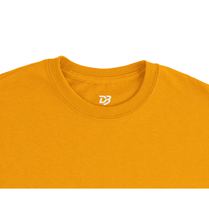Gold unisex crewneck T-shirt with small chest logo