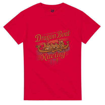Red unisex t-shirt with Dragon Boat Racing logo graphic on front