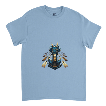 Light blue unisex crew-neck tee with dragon boat graphic on front