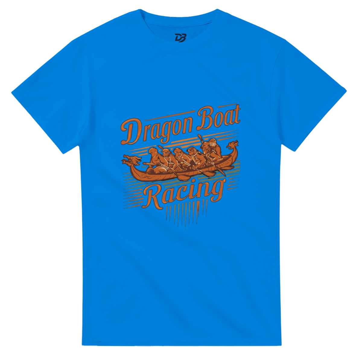 Blue unisex t-shirt with Dragon Boat Racing logo graphic on front