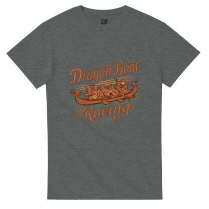 Graphite heather unisex t-shirt with Dragon Boat Racing logo graphic on front