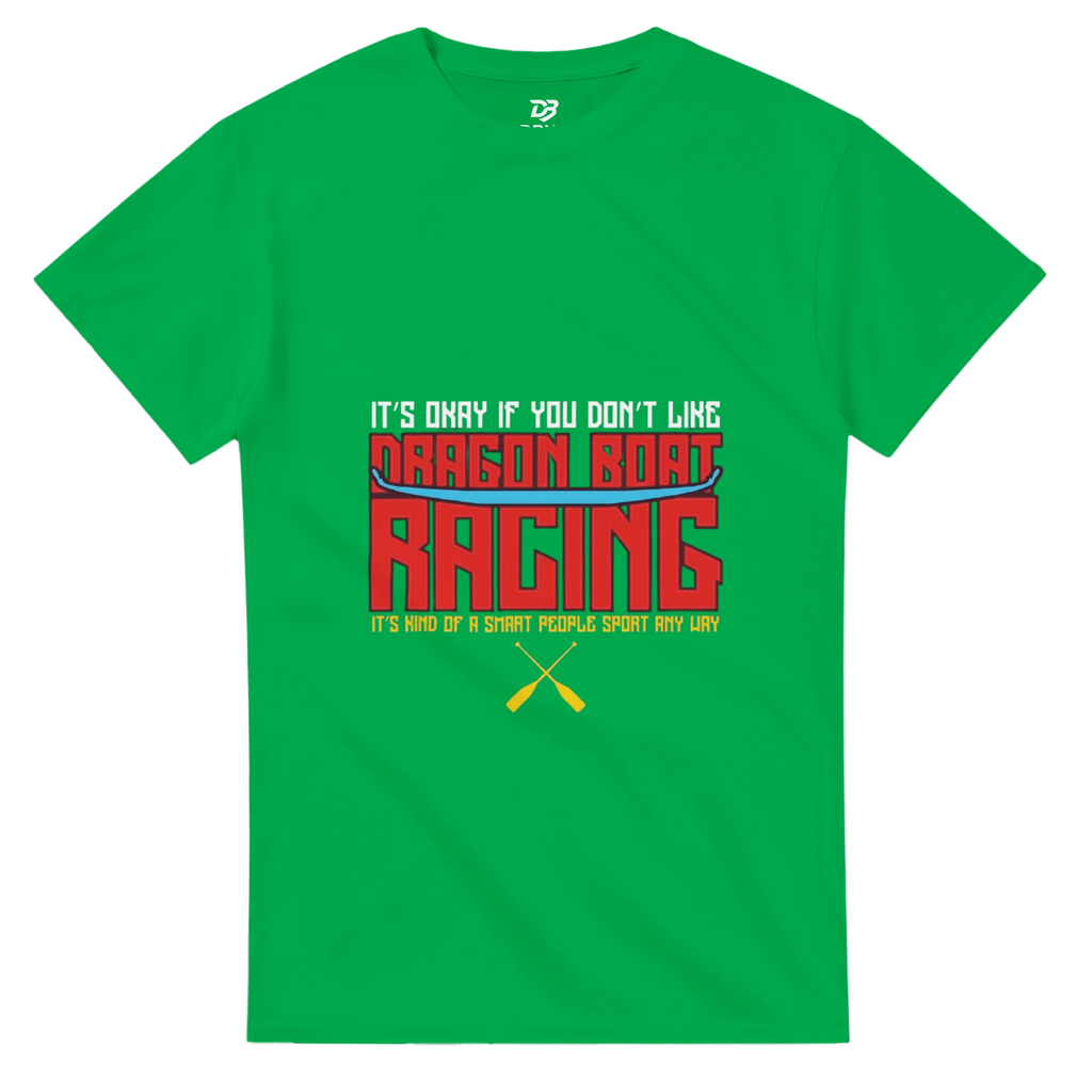 Unisex dragon boat racing team t-shirt in green with front graphic print