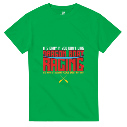 Unisex dragon boat racing team t-shirt in green with front graphic print