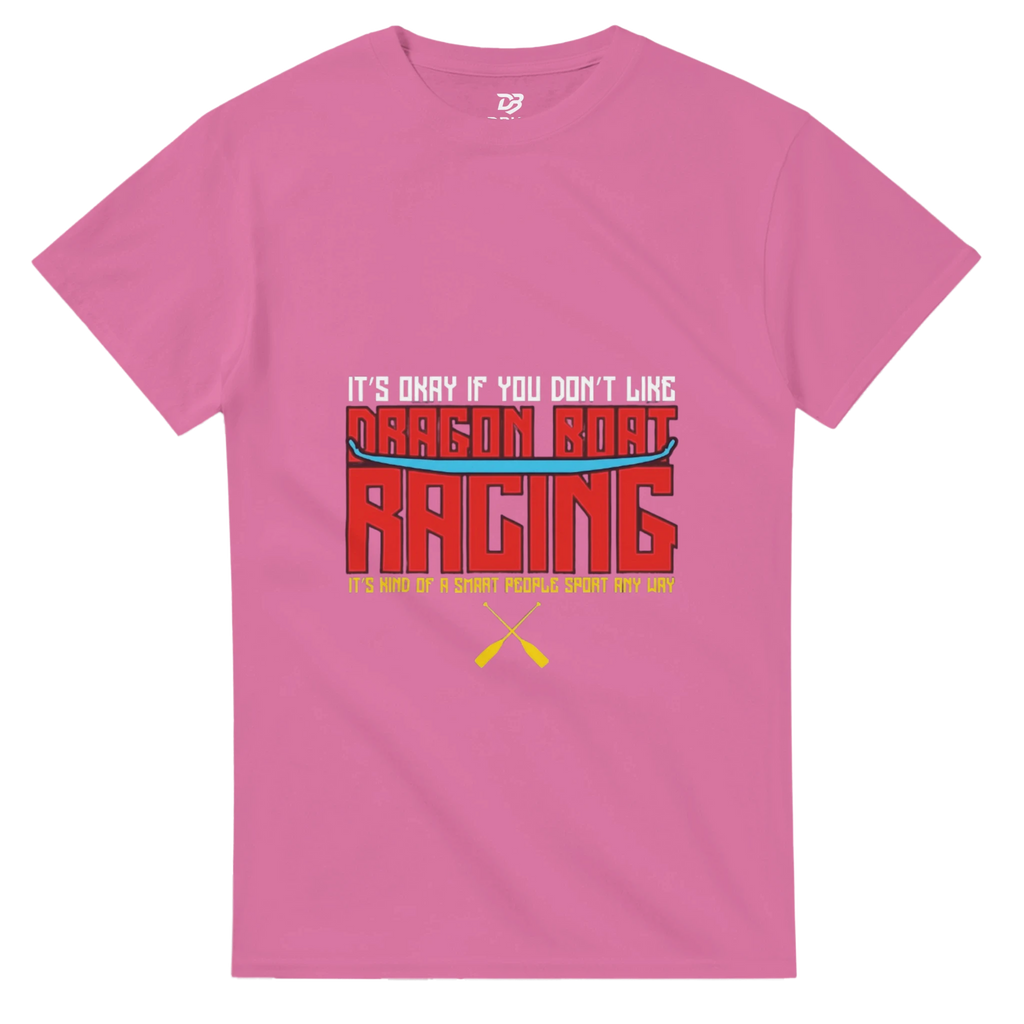Unisex dragon boat racing team t-shirt in pink with front graphic print