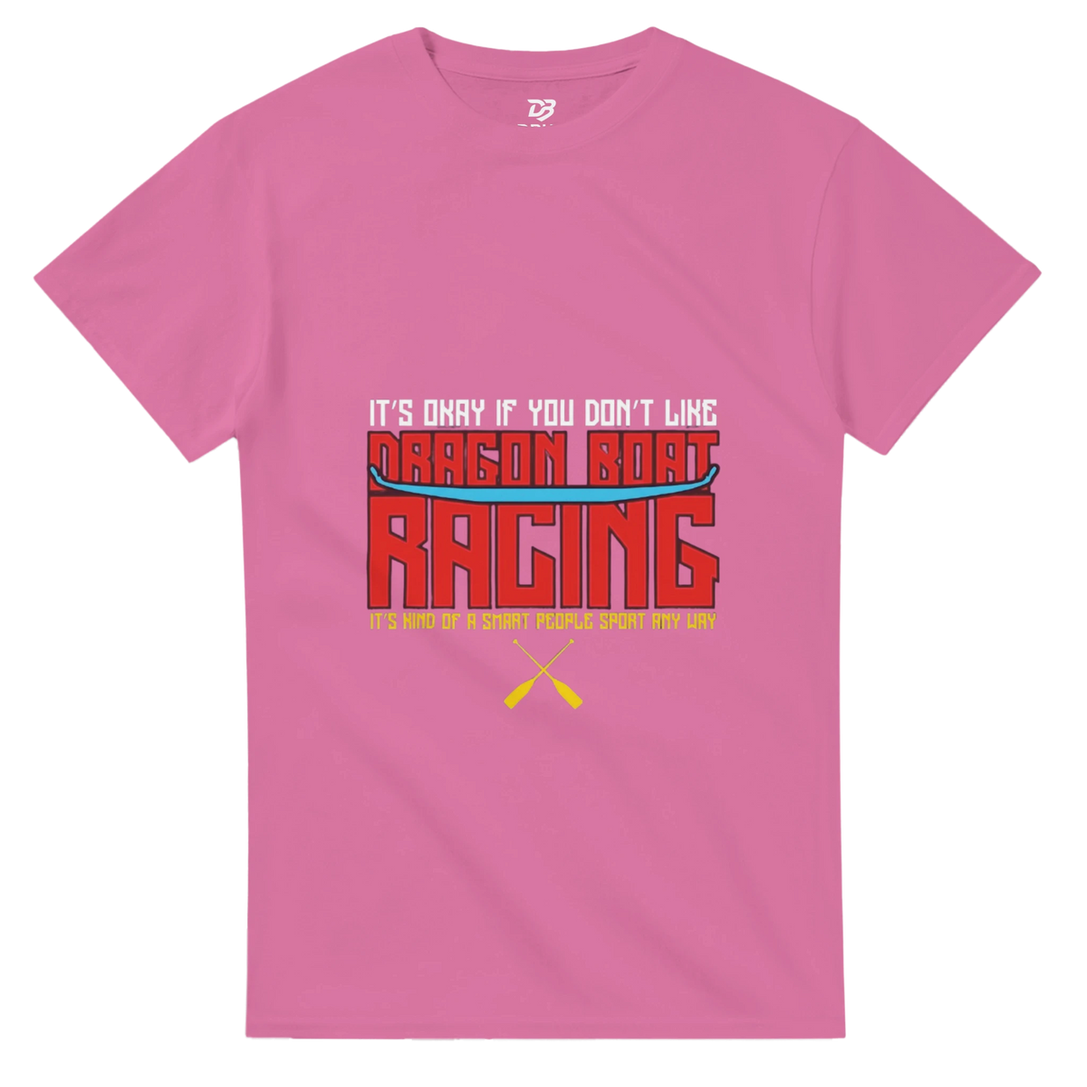 Unisex dragon boat racing team t-shirt in pink with front graphic print