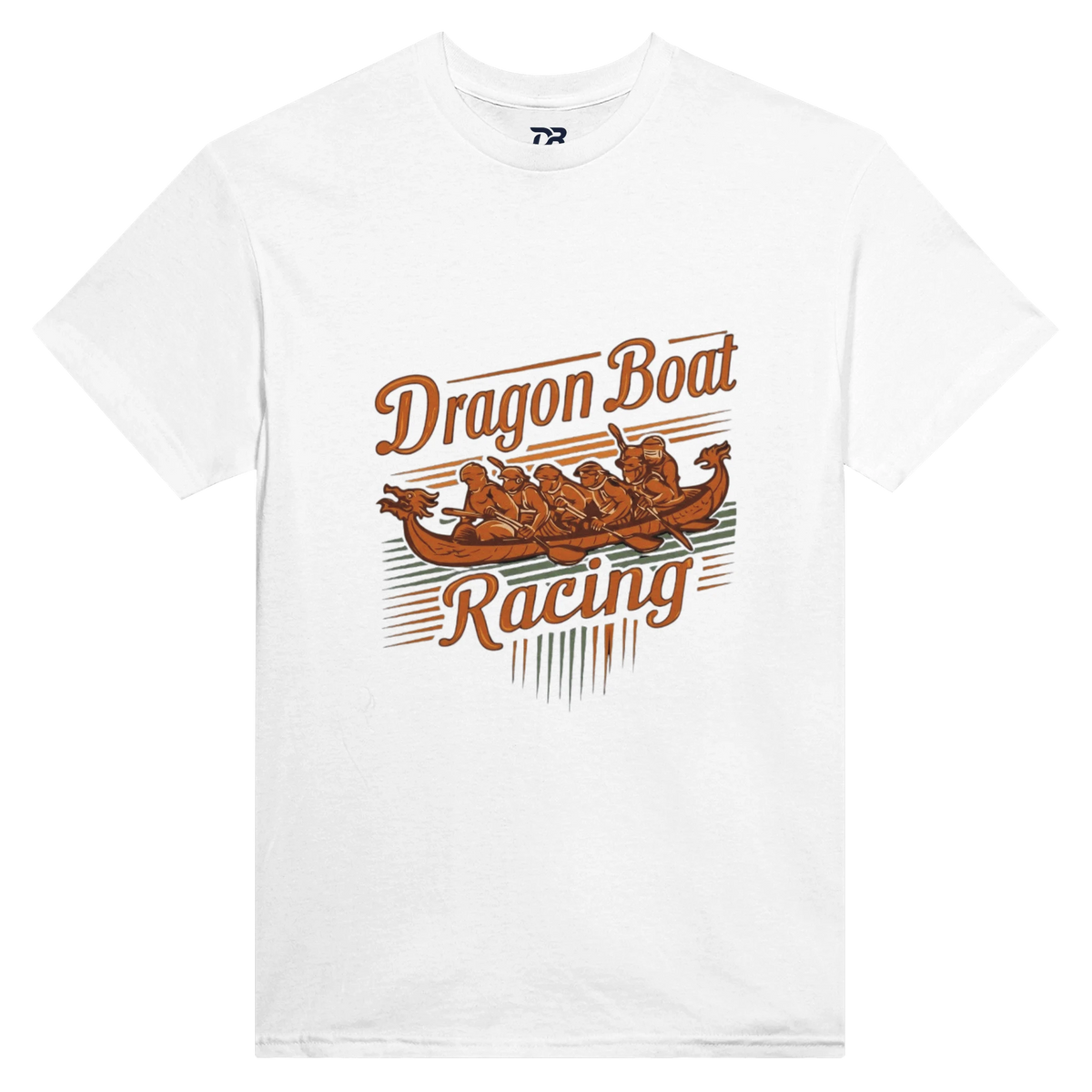 White unisex t-shirt with Dragon Boat Racing front graphic and crew neck