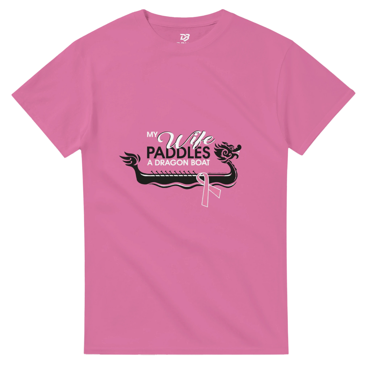 Pink unisex t-shirt with dragon boat graphic and pink ribbon