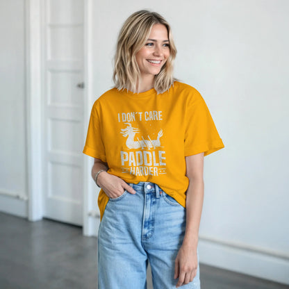 Gold unisex T-shirt with front dragon and text graphic