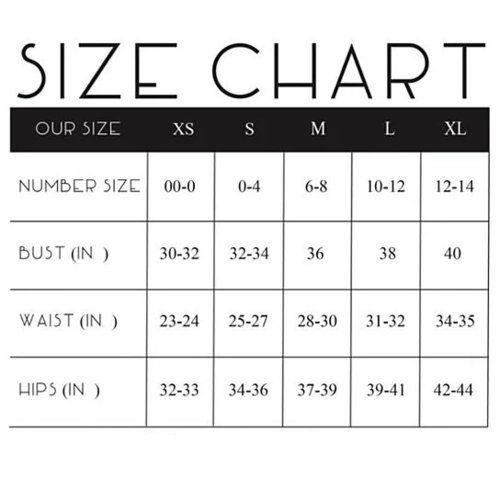 Yoga shorts size chart showing XS to XL with waist and hip measurements